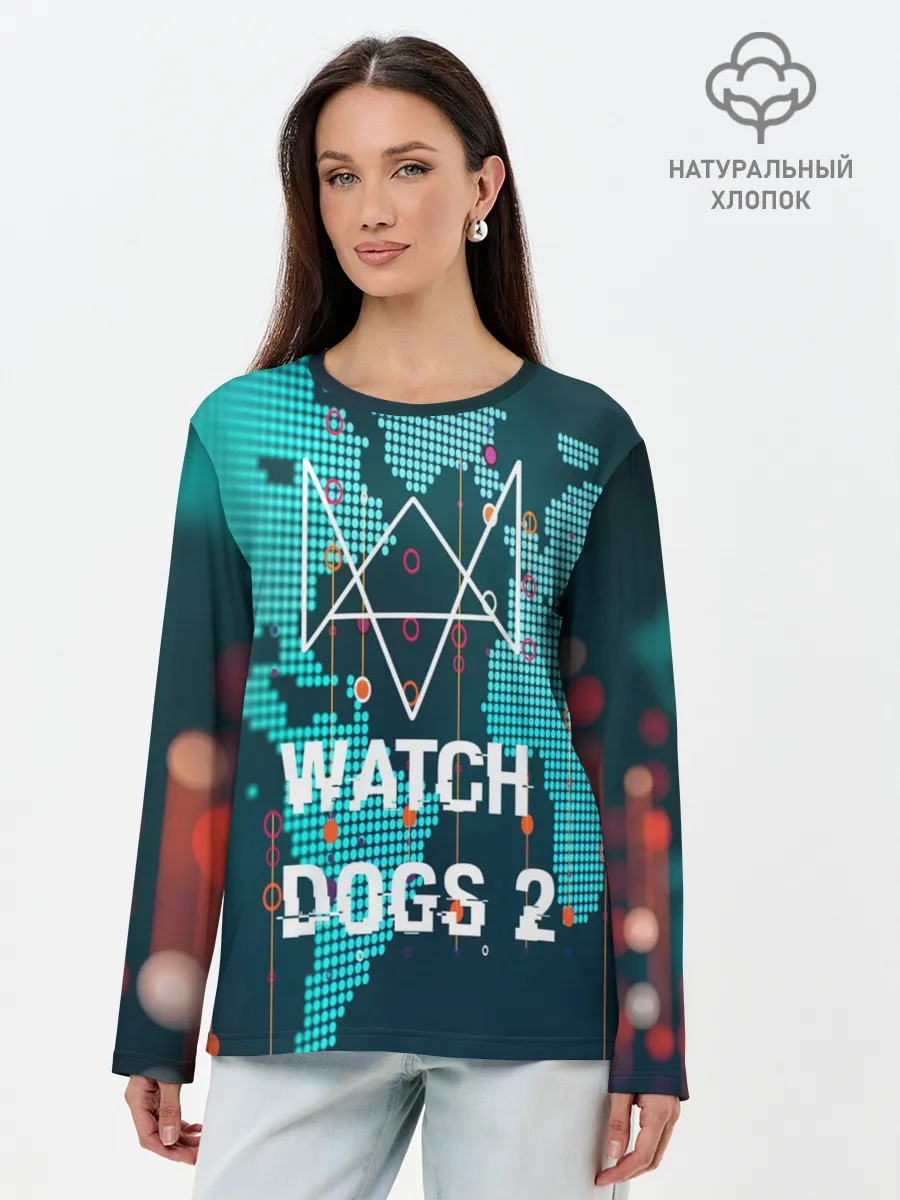 Лонгслив женский. Хлопок / Watch Dogs 2 NETWORK HACK