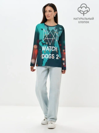 Лонгслив женский. Хлопок / Watch Dogs 2 NETWORK HACK
