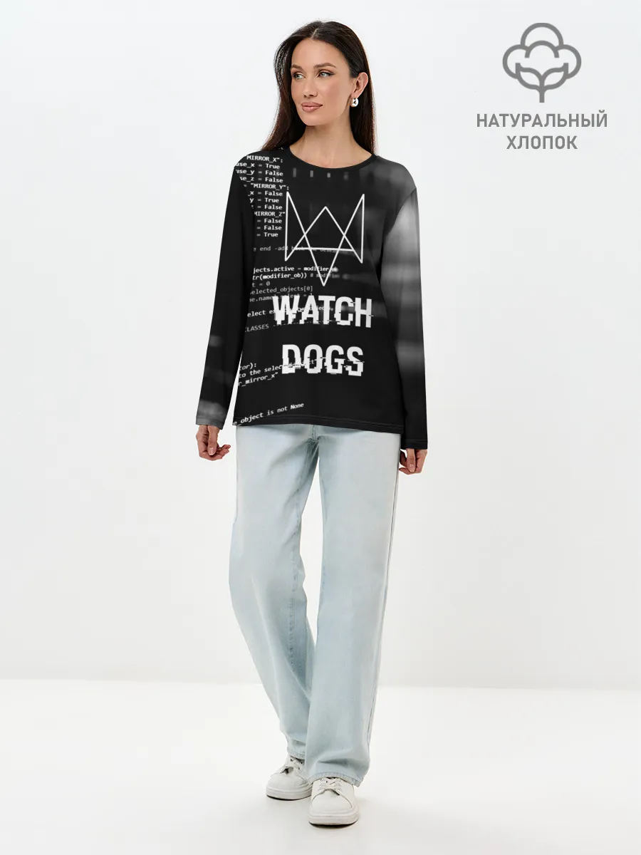 Лонгслив женский. Хлопок / Wath dogs 2 Хакер