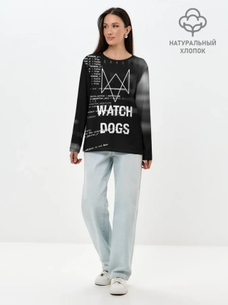 Лонгслив женский. Хлопок / Wath dogs 2 Хакер