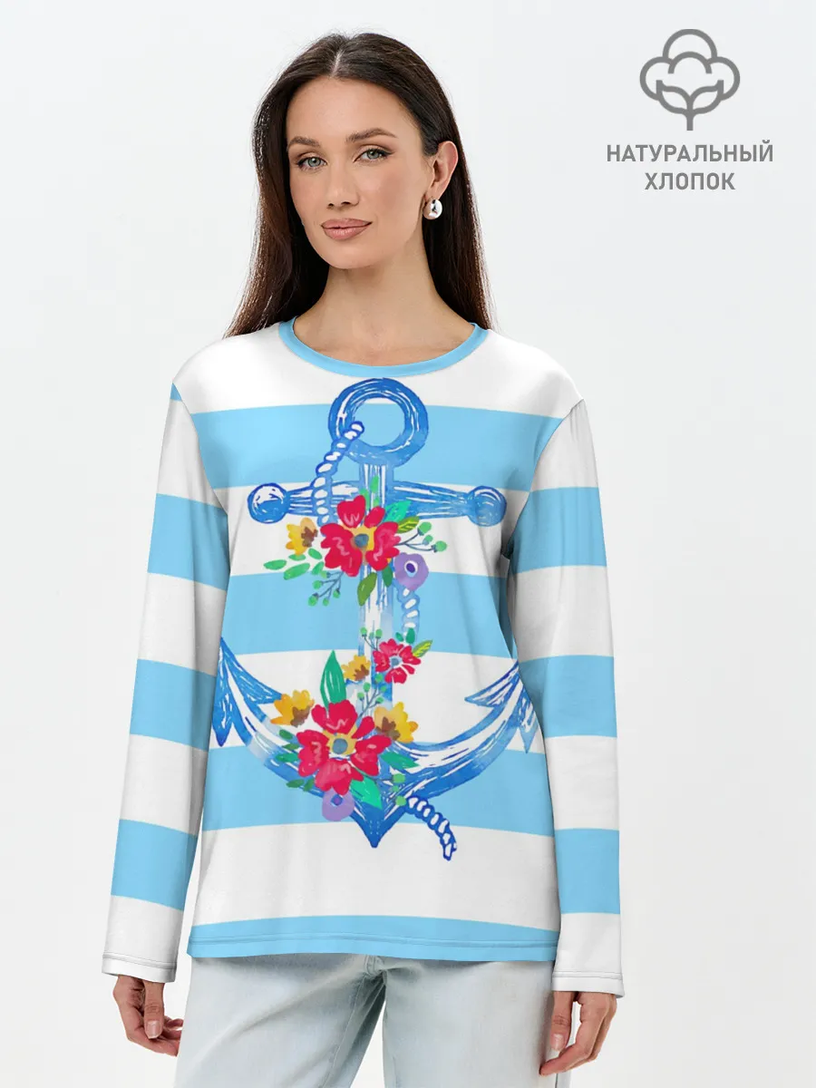 Лонгслив женский. Хлопок / Якорь
