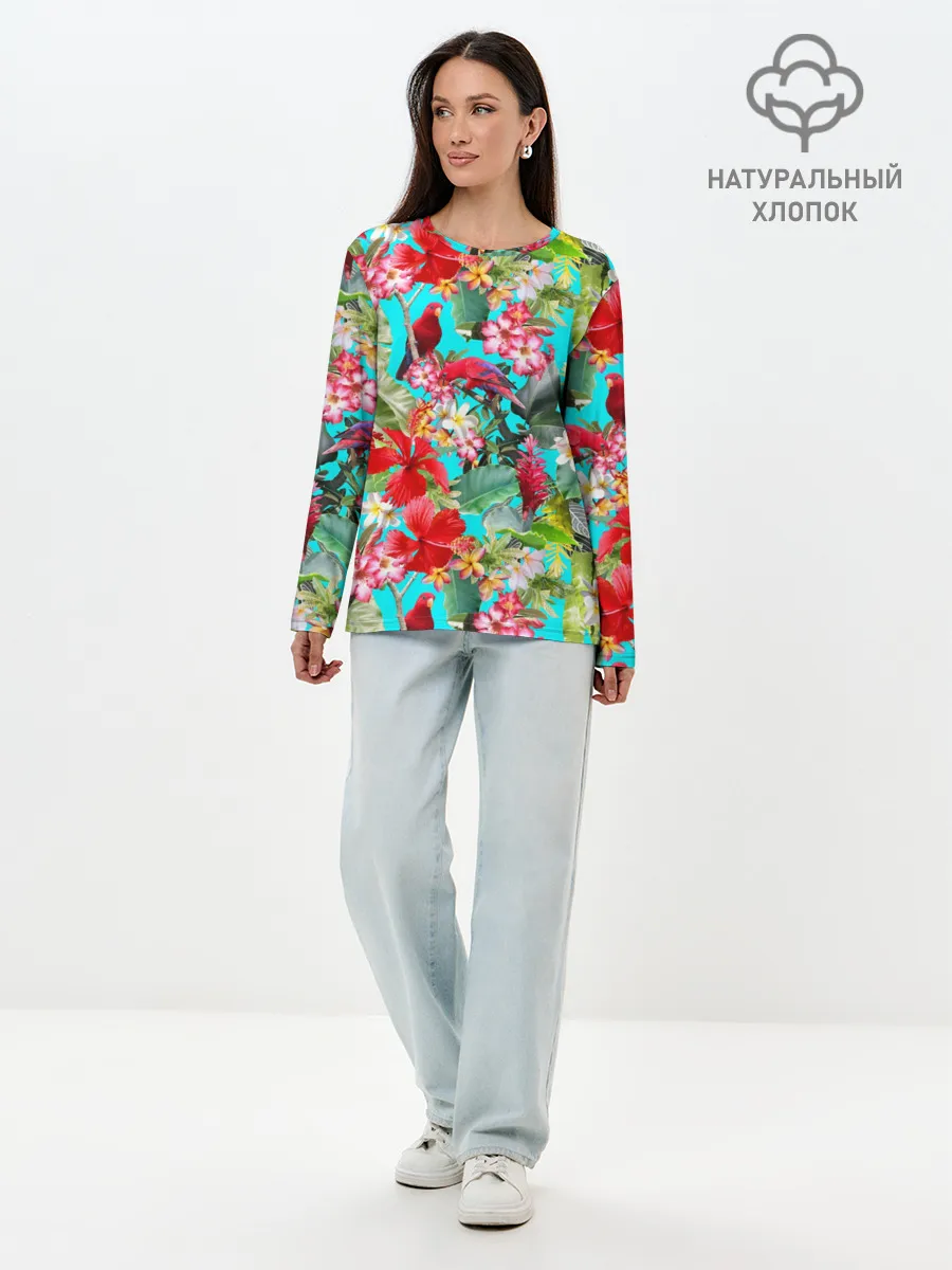 Лонгслив женский. Хлопок / Тропический мир