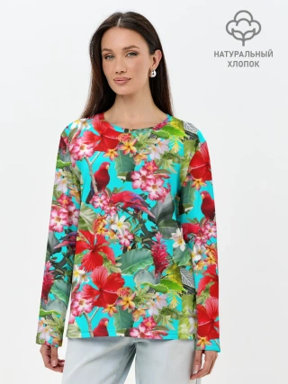 Лонгслив женский. Хлопок / Тропический мир