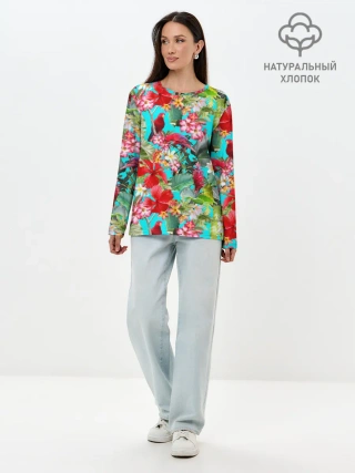 Лонгслив женский. Хлопок / Тропический мир