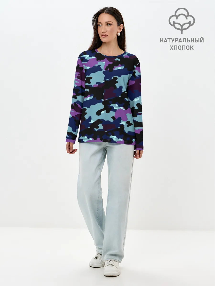 Лонгслив женский. Хлопок / Камуфляж
