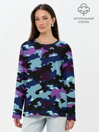 Лонгслив женский. Хлопок / Камуфляж