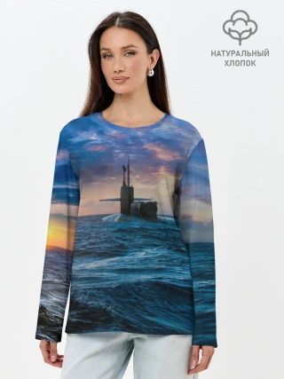 Лонгслив женский. Хлопок / Подводная лодка