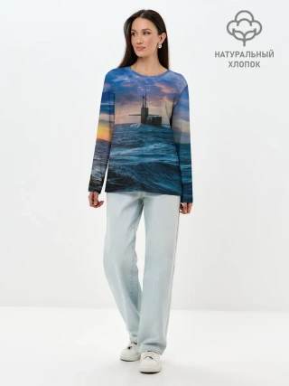 Лонгслив женский. Хлопок / Подводная лодка