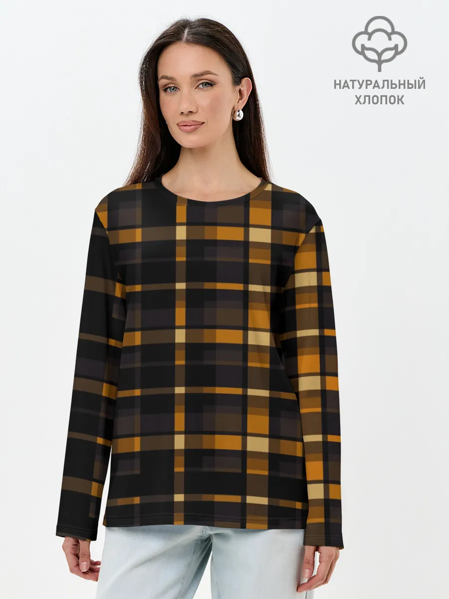 Лонгслив женский. Хлопок / В клетку