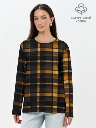 Лонгслив женский. Хлопок / В клетку