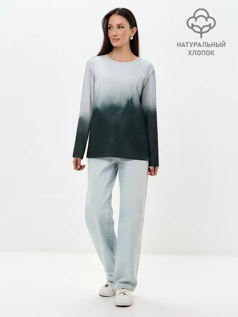 Лонгслив женский. Хлопок / Лес