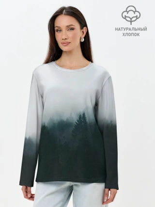 Лонгслив женский. Хлопок / Лес