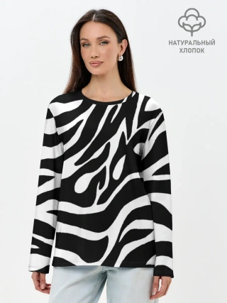 Лонгслив женский. Хлопок / Зебра