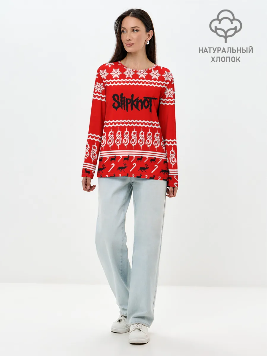 Лонгслив женский. Хлопок / Праздничный Slipknot