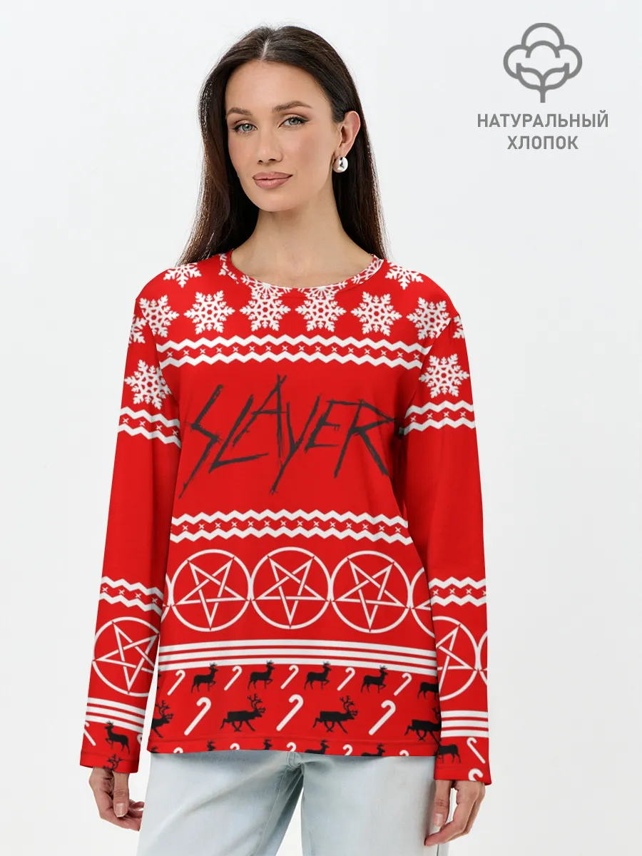 Лонгслив женский. Хлопок / Праздничный Slayer