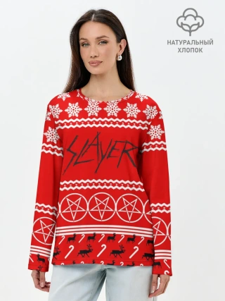 Лонгслив женский. Хлопок / Праздничный Slayer