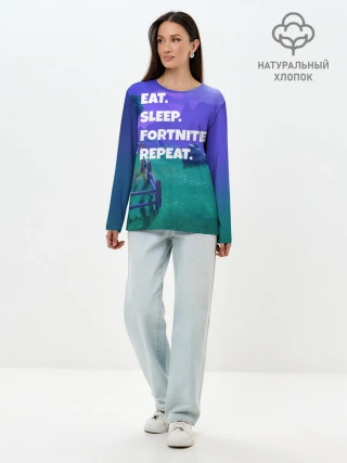 Лонгслив женский. Хлопок / Fortnite Repeat
