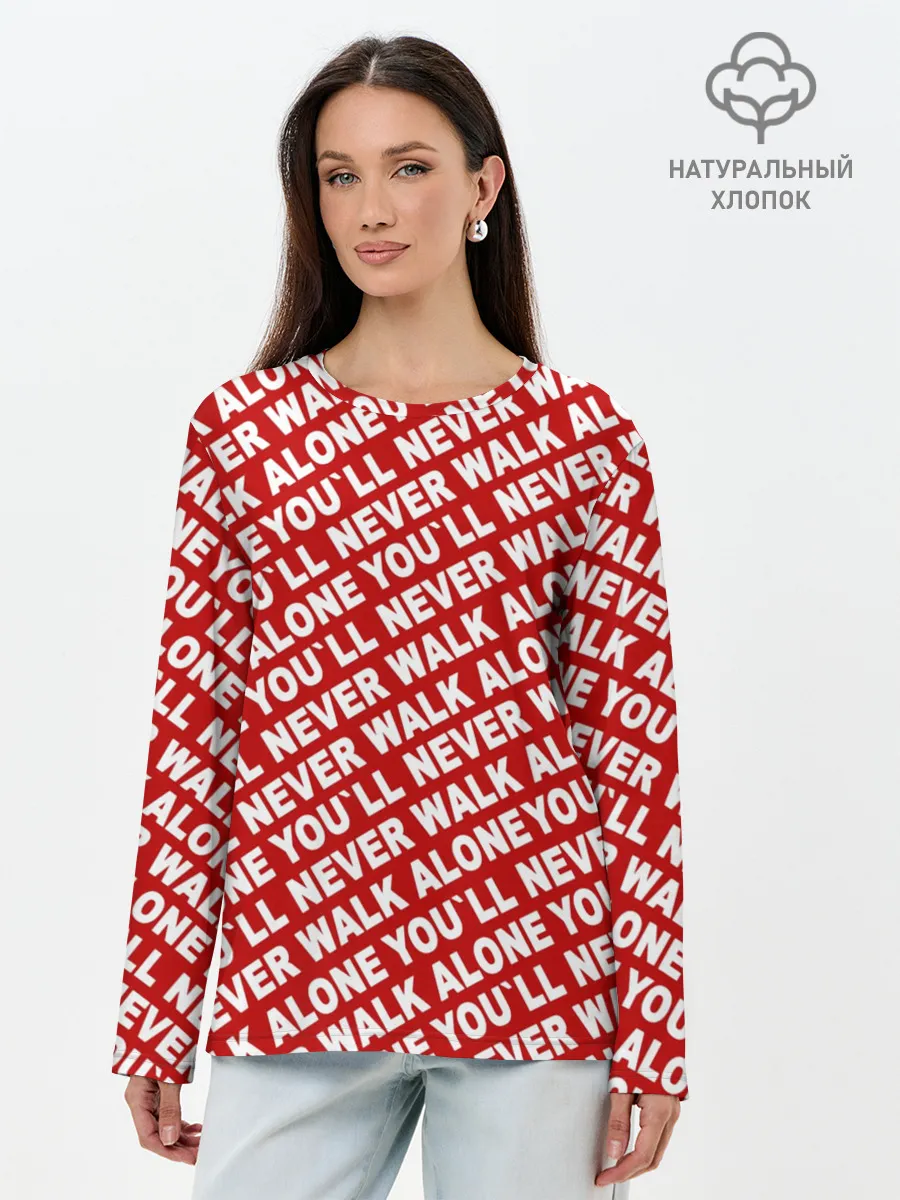 Лонгслив женский. Хлопок / YNWA красный