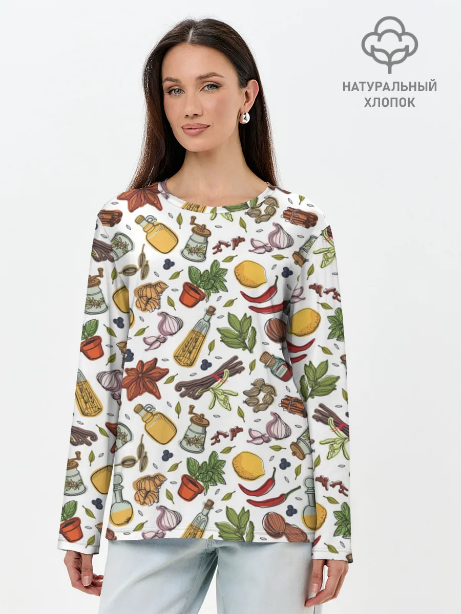 Лонгслив женский. Хлопок / Шеф 2