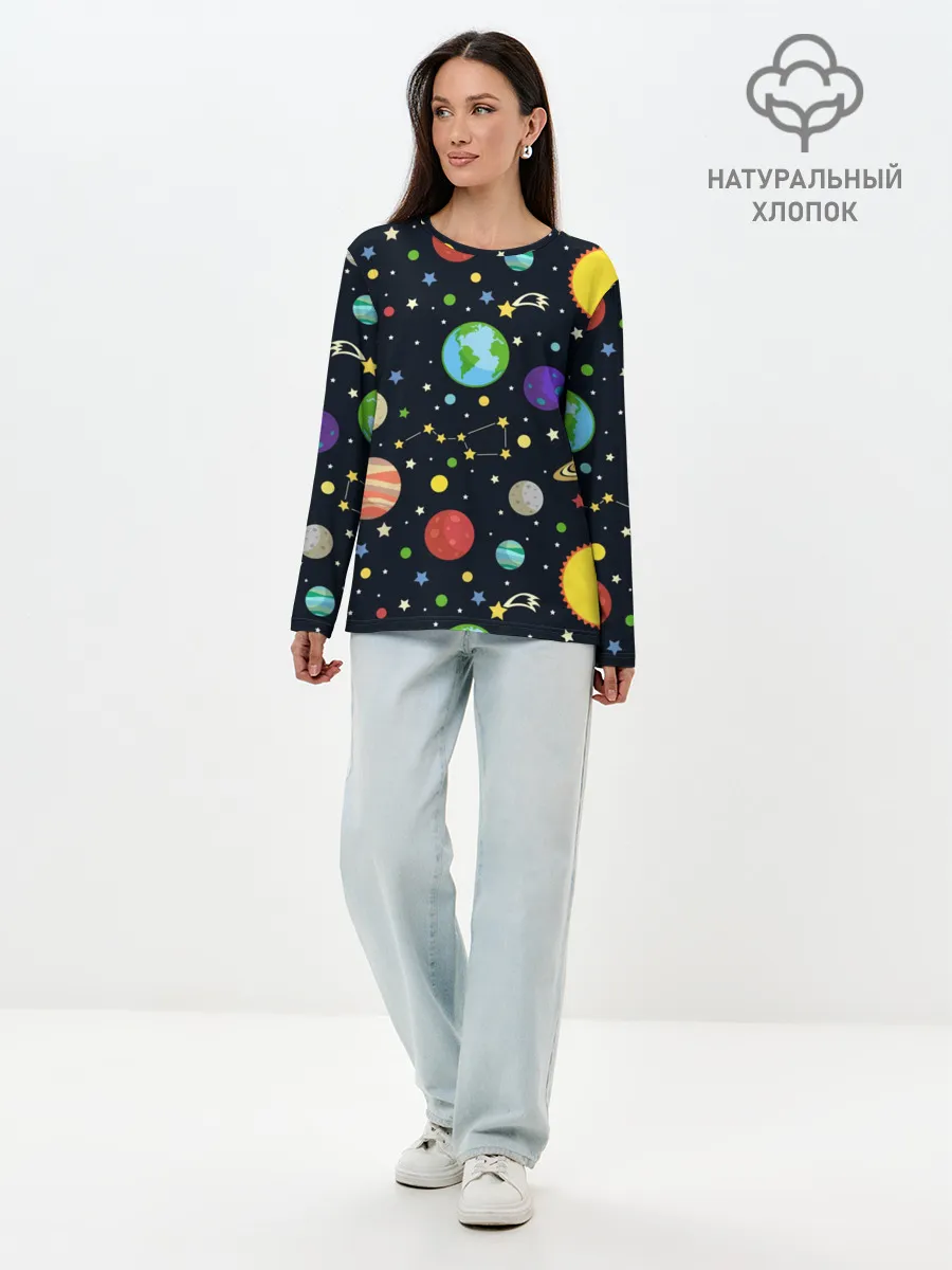 Лонгслив женский. Хлопок / Солнечная система