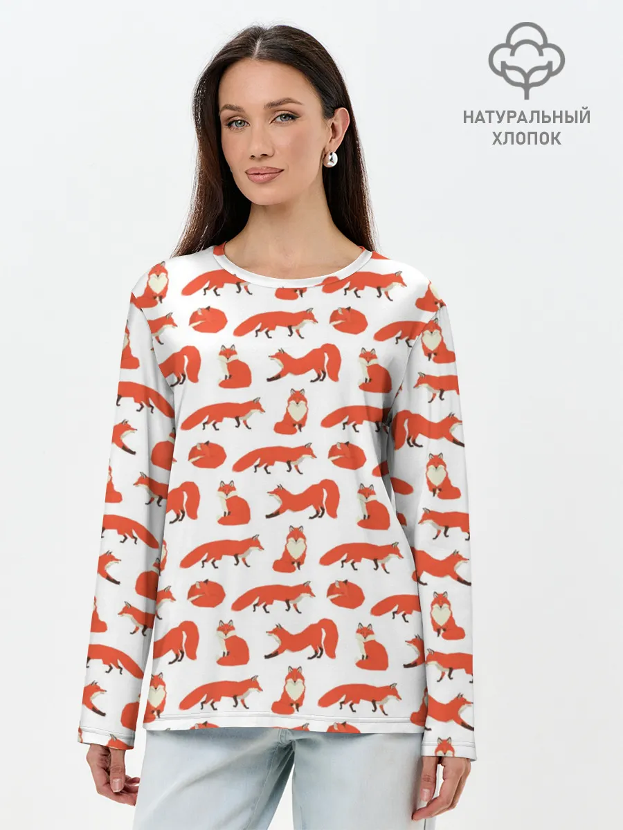 Лонгслив женский. Хлопок / Рыжий паттер