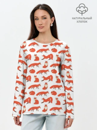 Лонгслив женский. Хлопок / Рыжий паттер