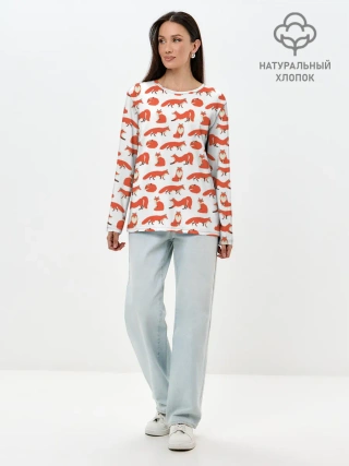Лонгслив женский. Хлопок / Рыжий паттер