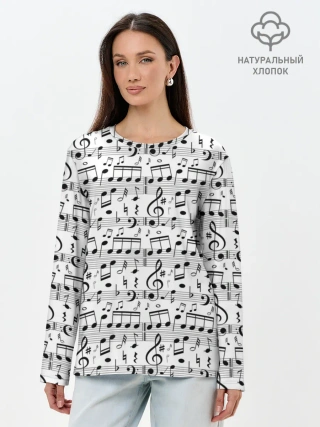 Лонгслив женский. Хлопок / Нотный стан