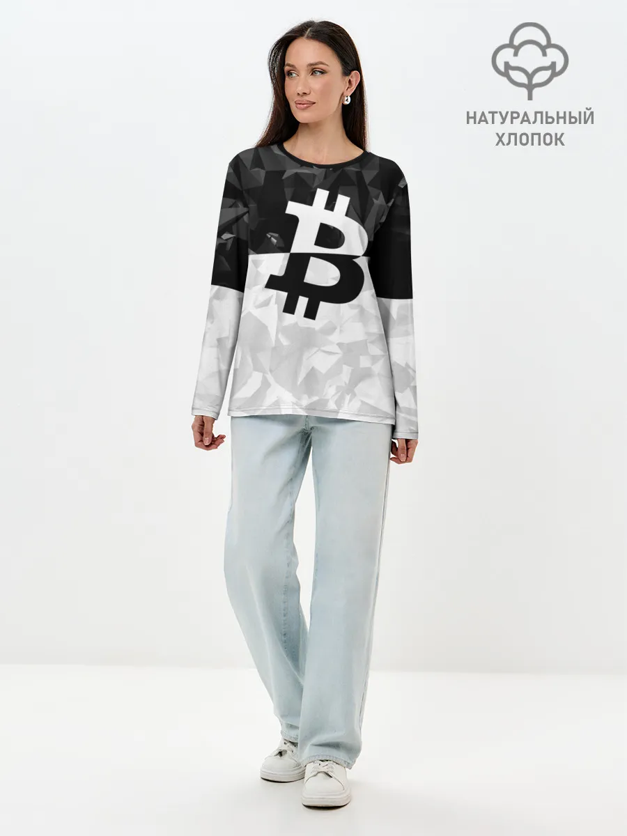 Лонгслив женский. Хлопок / BITCOIN Black Collection
