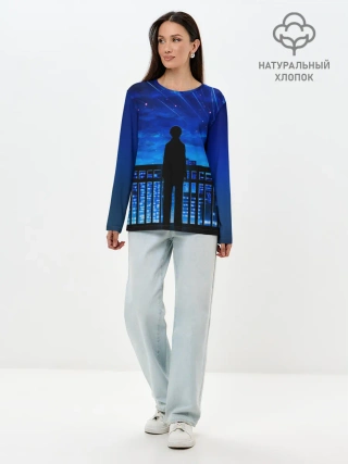 Лонгслив женский. Хлопок / Аниме ночь