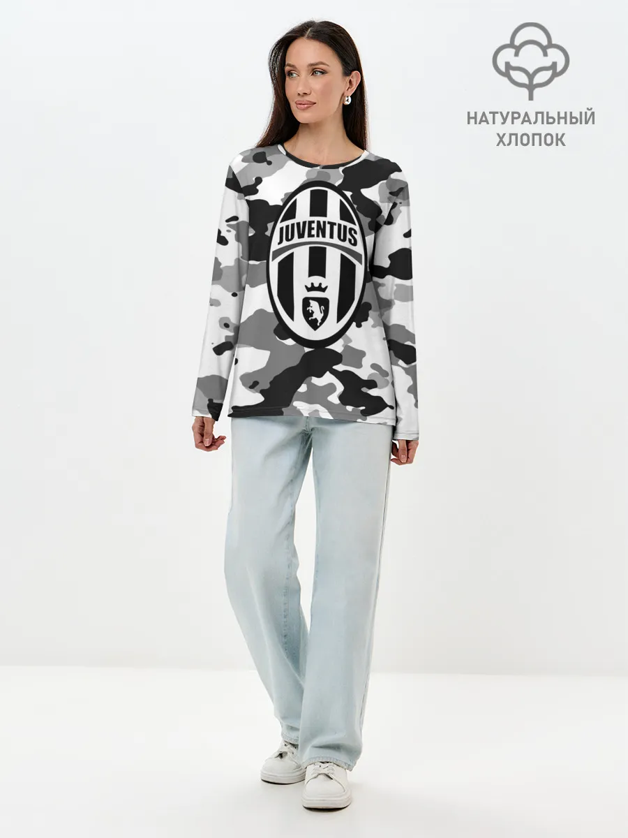 Лонгслив женский. Хлопок / FC Juventus Camouflage