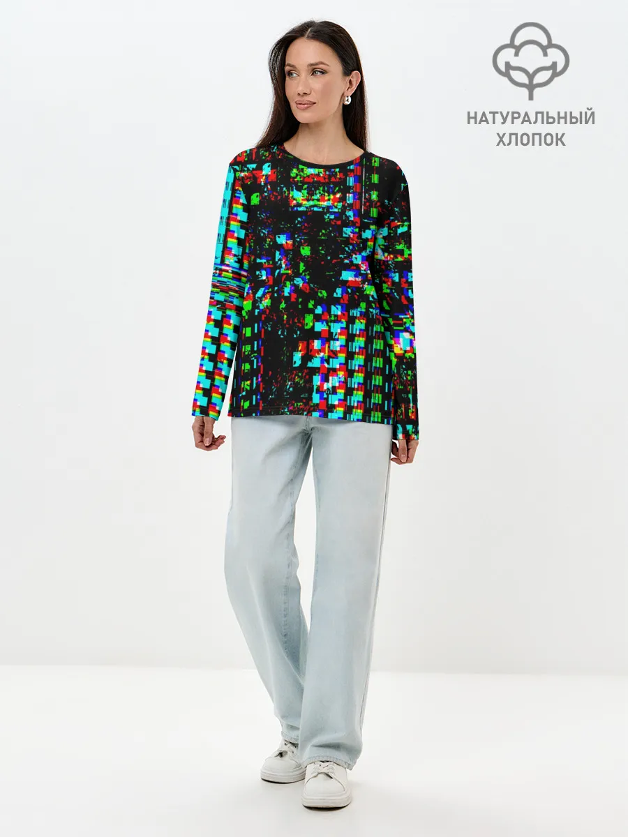 Лонгслив женский. Хлопок / Optical abstract