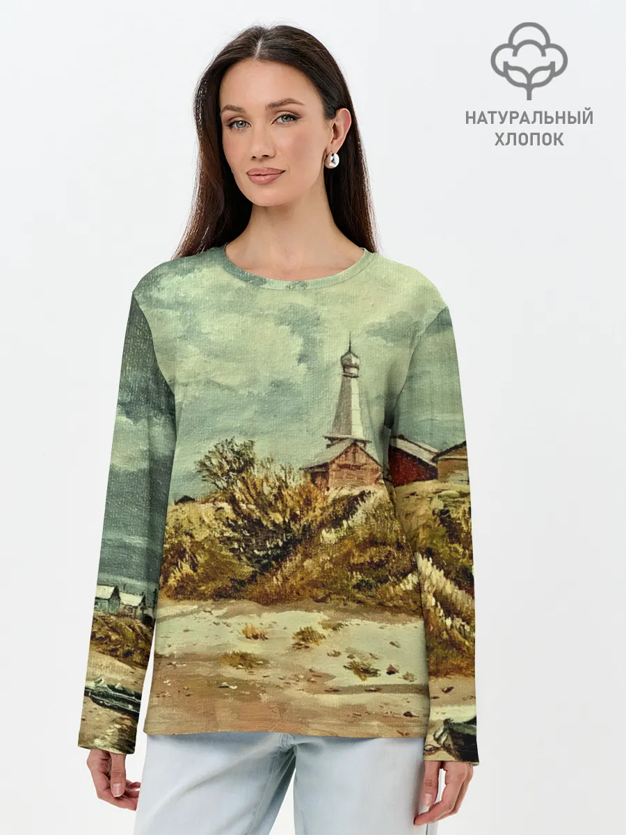 Лонгслив женский. Хлопок / Старинный город