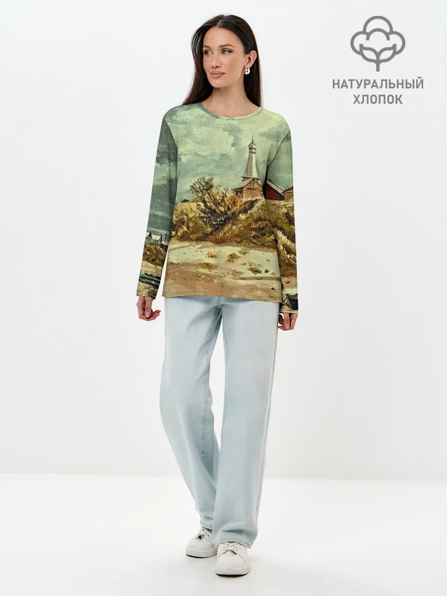 Лонгслив женский. Хлопок / Старинный город
