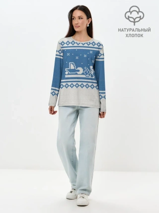 Лонгслив женский. Хлопок / Свитер с Оленем