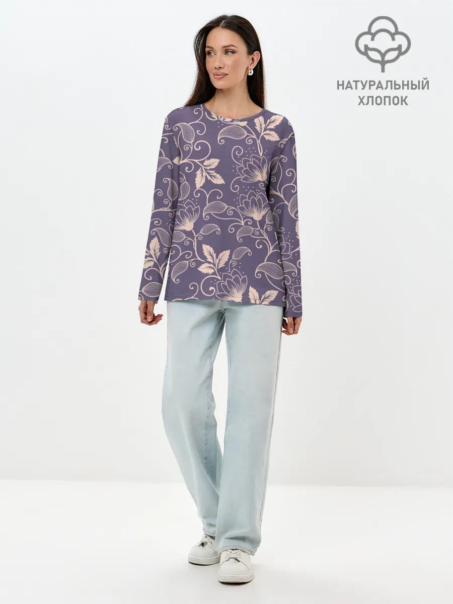 Лонгслив женский. Хлопок / Естественный стиль