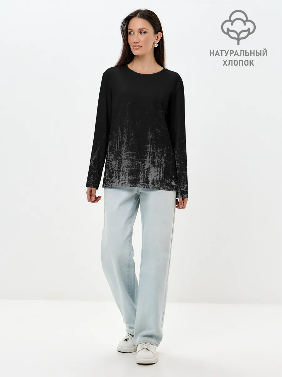 Лонгслив женский. Хлопок / Black Grunge