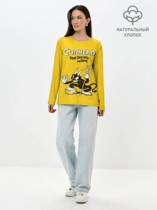 Лонгслив женский. Хлопок / Cuphead