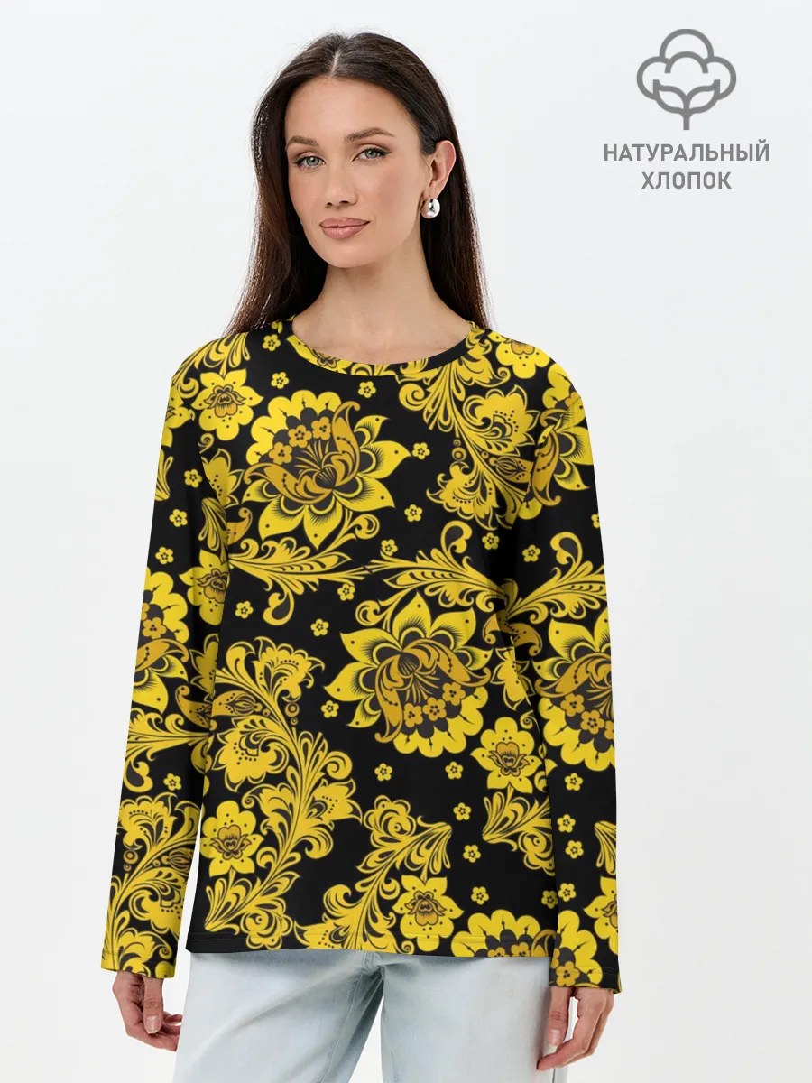 Лонгслив женский. Хлопок / Хохлома