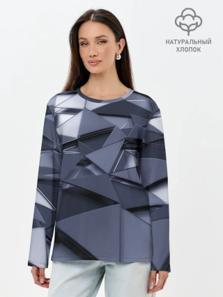 Лонгслив женский. Хлопок / Metalic geometry