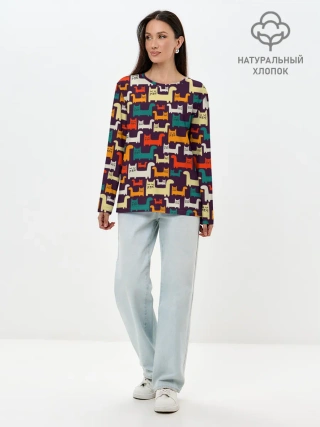 Лонгслив женский. Хлопок / Найди чёрного кота