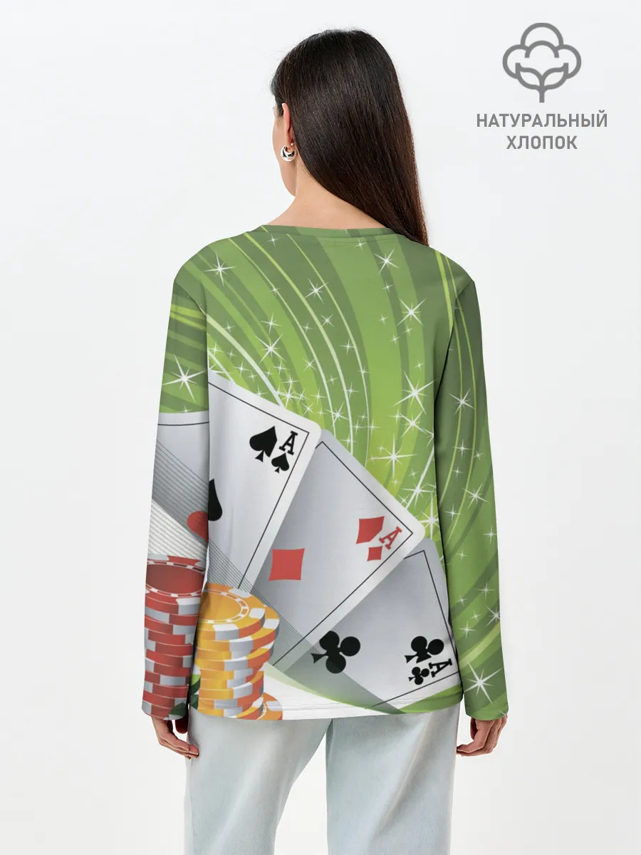 Лонгслив женский. Хлопок / Покер Старс