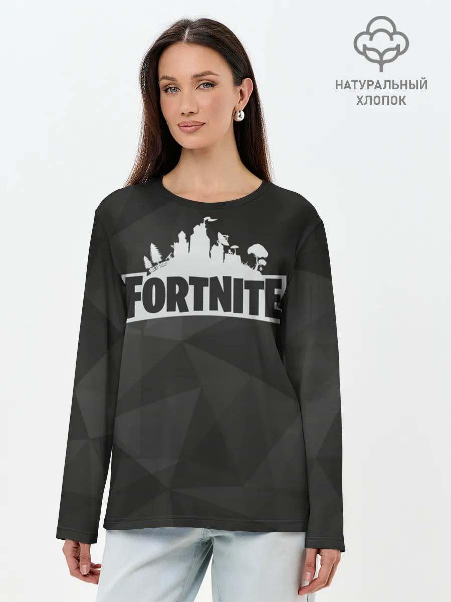 Лонгслив женский. Хлопок / Fortnite Black Abstract