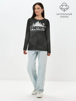 Лонгслив женский. Хлопок / Fortnite Black Abstract