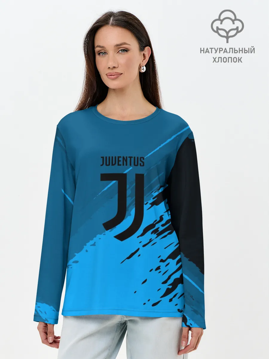 Лонгслив женский. Хлопок / FC Juventus abstract style