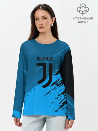 Лонгслив женский. Хлопок / FC Juventus abstract style