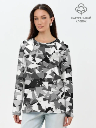 Лонгслив женский. Хлопок / Городской серый камуфляж