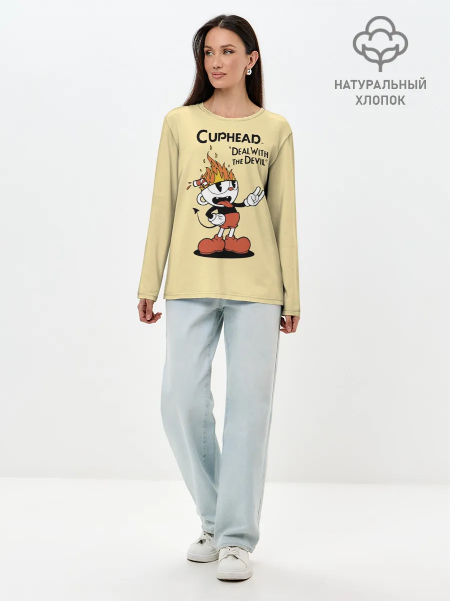 Лонгслив женский. Хлопок / Cuphead