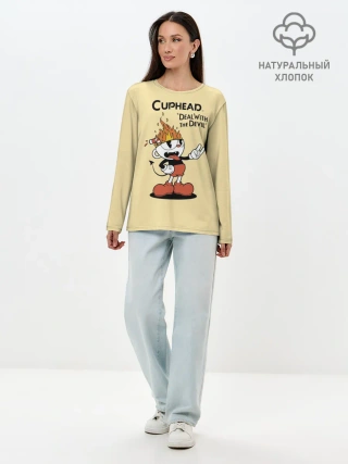 Лонгслив женский. Хлопок / Cuphead