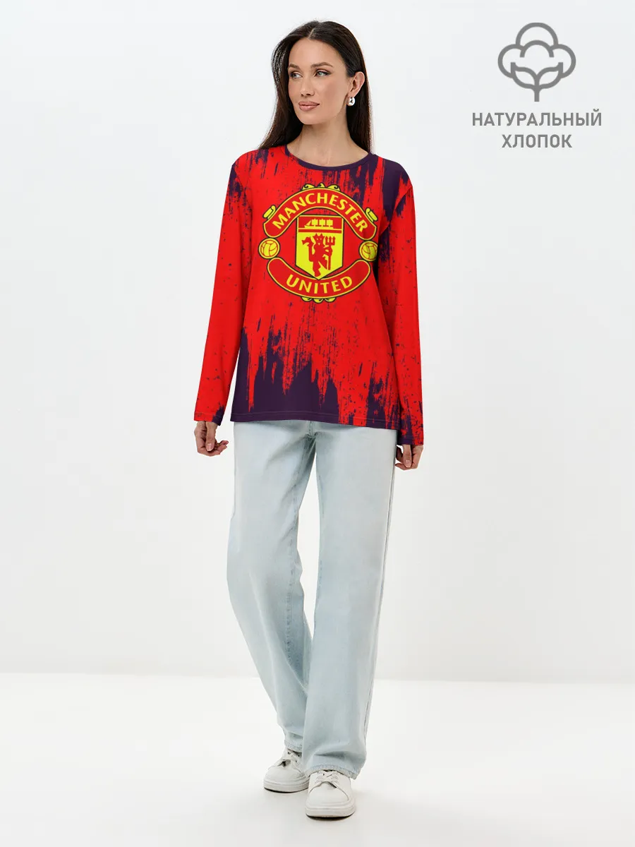 Лонгслив женский. Хлопок / Манчестер Юнайтед